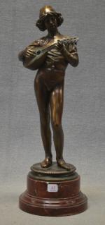 DUBOIS (P.) "Joueur de mandoline" bronze, P. Barbedienne fondeur, h...