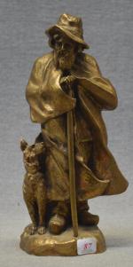 OMERTH (G.) "Vieil homme et son chien", sujet en bronze...