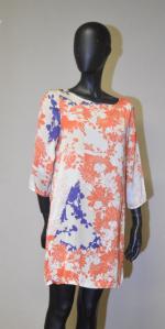 JAD : robe imprimé fleurs orange et bleu taille 38