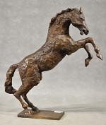 FAVRET (Christophe) "Cheval cabré", bronze à patine brune,  N°2/8,...