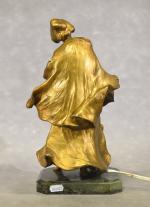 LEVASSEUR : lampe en bronze à patine dorée, h =...