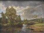BOUDOT (Léon) "Canards en bord de rivière", hst, sbd, 46x61