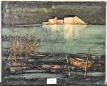 CAMPAGNOLA (Enrico) "Les barques" hst, sbg, 33x41