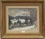 CHIODO (André) "Chemin du bois en hiver vers Pontarlier", hsp,...