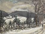 CHIODO (André) "Chemin du bois en hiver vers Pontarlier", hsp,...