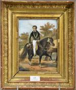ANONYME "Portrait présumé du jeune Duc de Bordeaux à cheval"...