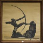 BOURDELLE (d'aprés Emile-Antoine) "Héracles, l'archer" , gravure, 86x84 (traces d'humidité...