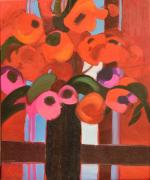 BRISSONI (J.) "Fenêtre au bouquet rouge", hst, sbd, 46x38
