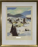 BOURGEOIS (Jean-Claude) "Village sous la neige" lithographie n°19/175, sbd, 45,5x39