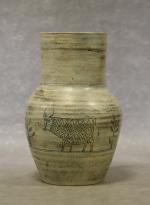 BLIN (Jacques) : Vase céramique à décor de taureaux et...