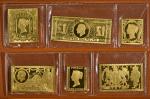 6 reproductions de timbres Poste en or 900/000, poids =...