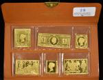 6 reproductions de timbres Poste en or 900/000, poids =...