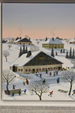 BEAUQUIER (D.) "Paysage de neige, jeux d'hiver" hst, sbd, 38x55,5...