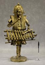 COTE D'IVOIRE : "Joueur de xylophone" statue en alliage de...