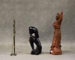 3 statuettes "Le penseur", "Héroïne Vietnamienne", "Athéna et Niké "
