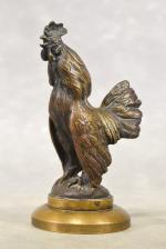 DEBRY (Sophie) "Coq" bronze, mascotte de radiateur,  h =...