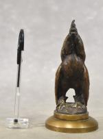 DEBRY (Sophie) "Coq" bronze, mascotte de radiateur,  h =...