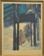 BARDONE (G.) "Forêt enneigé", lithographie, N° 22/120, sbd, 56x45