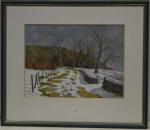 BONDENET (Pierre-Jean) "Paysage de neige",  aquarelle, sbg, 29x39