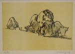 CHARIGNY (André) "Troupeau de vaches" lithographie n° 55/75, 20x27