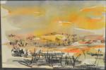 DENISET (G) "Paysage" fusain et aquarelle, sbd, 18.5x28.5