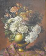 ECOLE FRANCAISE XIXe "Bouquet de dahlias" , shg, hst, 65,5x54