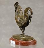 ANONYME fin XIXe début XXe "Coq" en bronze sur son...