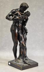 ANONYME d'après Antique " Silène portant Bacchus enfant "important bronze...