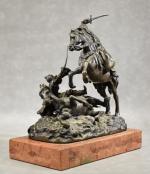 KOLOSVARY (?)  "Combat de cavaliers d'Europe Centrale", bronze à...