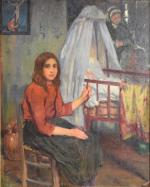 ADLER (Jules) "Jeune fille au berceau" hst, sbd, 81x65 (reproduit...