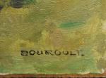BOUROULT (Robert) "Chemin en montagne" hspapier marouflée sur isorel, sbd,...
