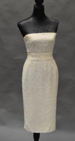 JEAN PATOU : robe bustier taille 38 blanche à décor...