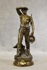 CONSTANT (Maurice)  "Moissonneur" bronze à patine brune, h =...