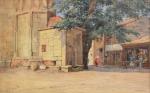 BUTTURA (E.) "Petite place à Andrinople", aquarelle, sbg, 32x52