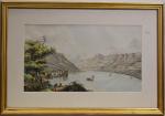 BARTLETT (William) "Le château Chillon près de Vevey" gravure aquarellée,...