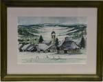 DIEUDONNE (Marie-Odile) "Village du Haut-Doubs sous la neige", aquarelle, sbg,...