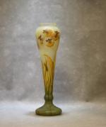 DAUM-NANCY : Vase à décor d'orchidées et épis de blé...