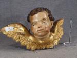 Belle tête d'ange en bois laqué doré époque XVIIIe, l...