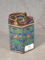 Rare théiere en bronze cloisonné à décor floral, composé d'une...