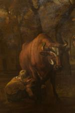 Jan VICTORS
(Amsterdam 1619 - Indes néerlandaises 1676)
Bergère et son troupeau
Toile
95...