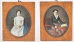 Ecole début XIXe siècle
Portrait de Monsieur et Madame
Deux miniatures sur...