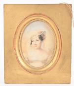 Ecole début XIXe siècle
Portrait de jeune femme au voile blanc
Miniature...