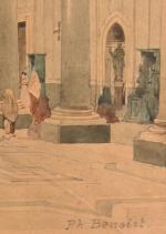 Philippe BENOIST (1813-1880) 
Sicile : La Cathédrale de Monreale 
Aquarelle...