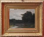 Charles DONZEL (1824-1889)
Promenade à la rivière
huile sur panneau, signée en...