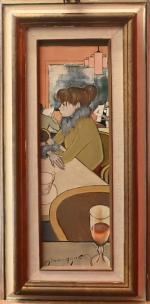 Simon SIMON-AUGUSTE (1909-1987)
Jeune femme au café
Huile sur toile signée en...