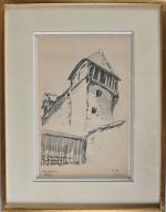 Gustave HERVIGO (1896-1993)
Vieille maison
Dessin au crayon monogrammé en bas à...