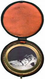 Daguerréotype post mortem 1/6ème de plaque
Enfant
Format ovale, en écrin.
5x6 cm.