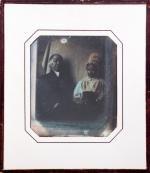 Daguerréotype 1/6ème de plaque
Couple avec femme à la coiffe
7x6 cm.