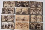 Lot de 12 photographies stéréos
Scènes diverses, c. 1900.
"Underwood ans underwood".