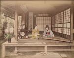 JAPON 
Adolpho FARSARI (1841-1898) (attribué à)
9 photographies Geisha, musique, métiers...